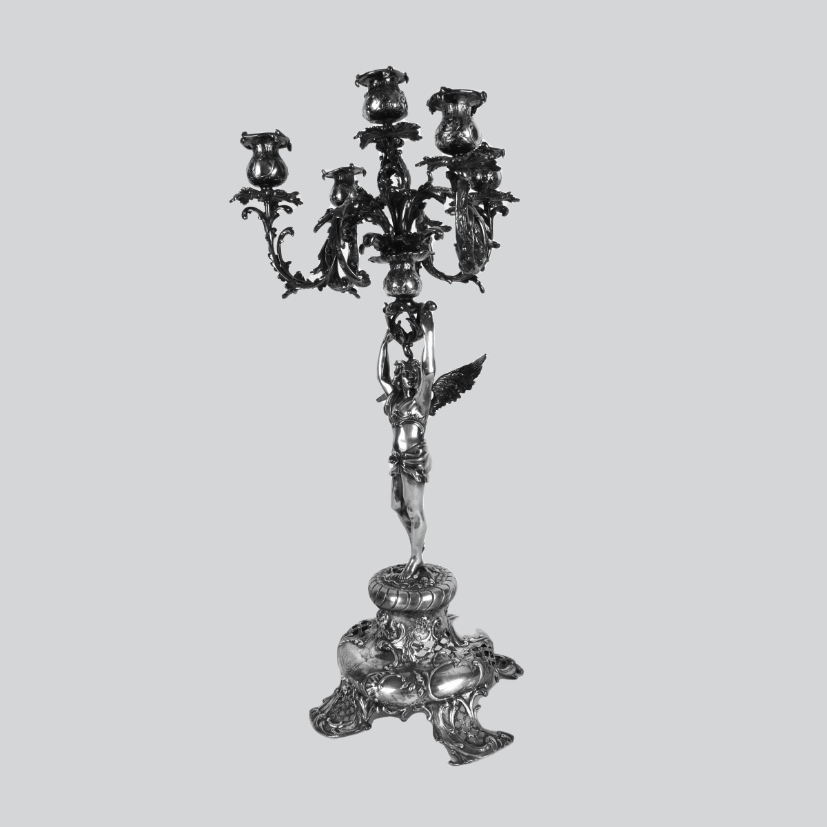 Antique Continental Silver 5-Arm Candelabra