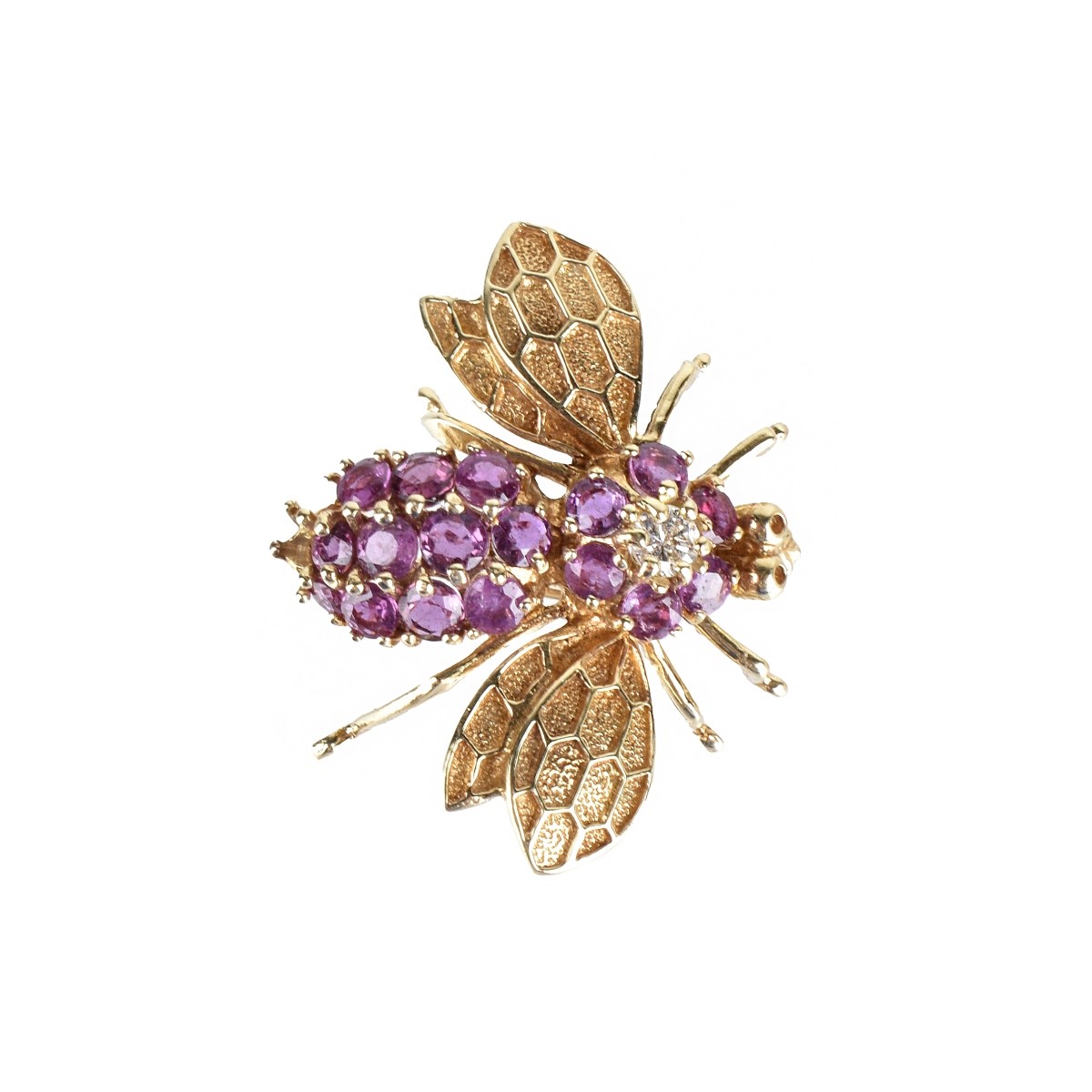 Ruby, Diamond and 14K Fly Brooch