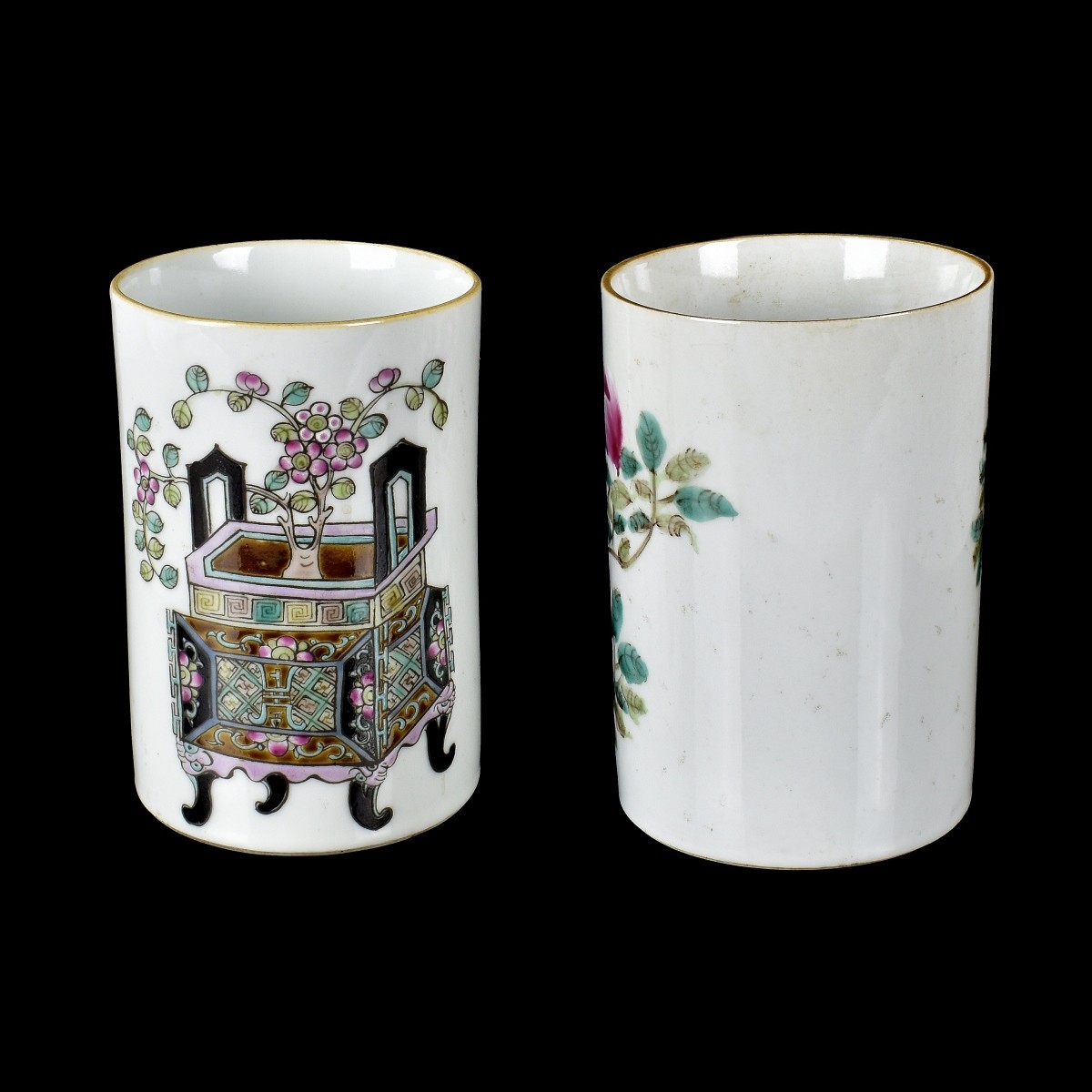 Two Chinese Porcelain Brush Washers