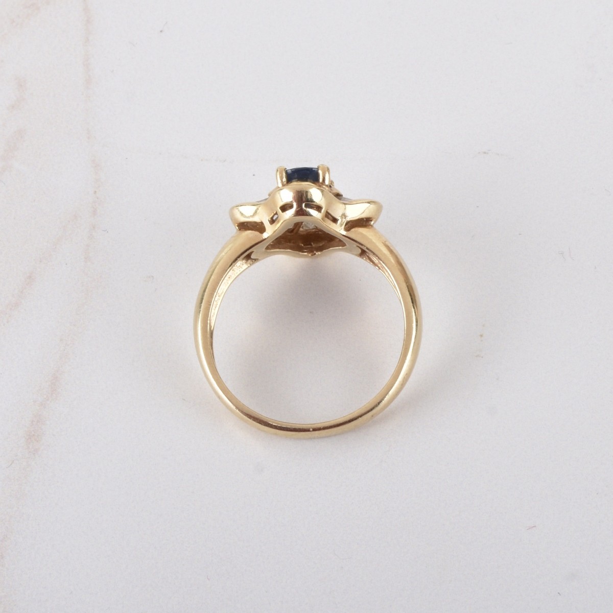 Sapphire, Diamond and 14K Ring