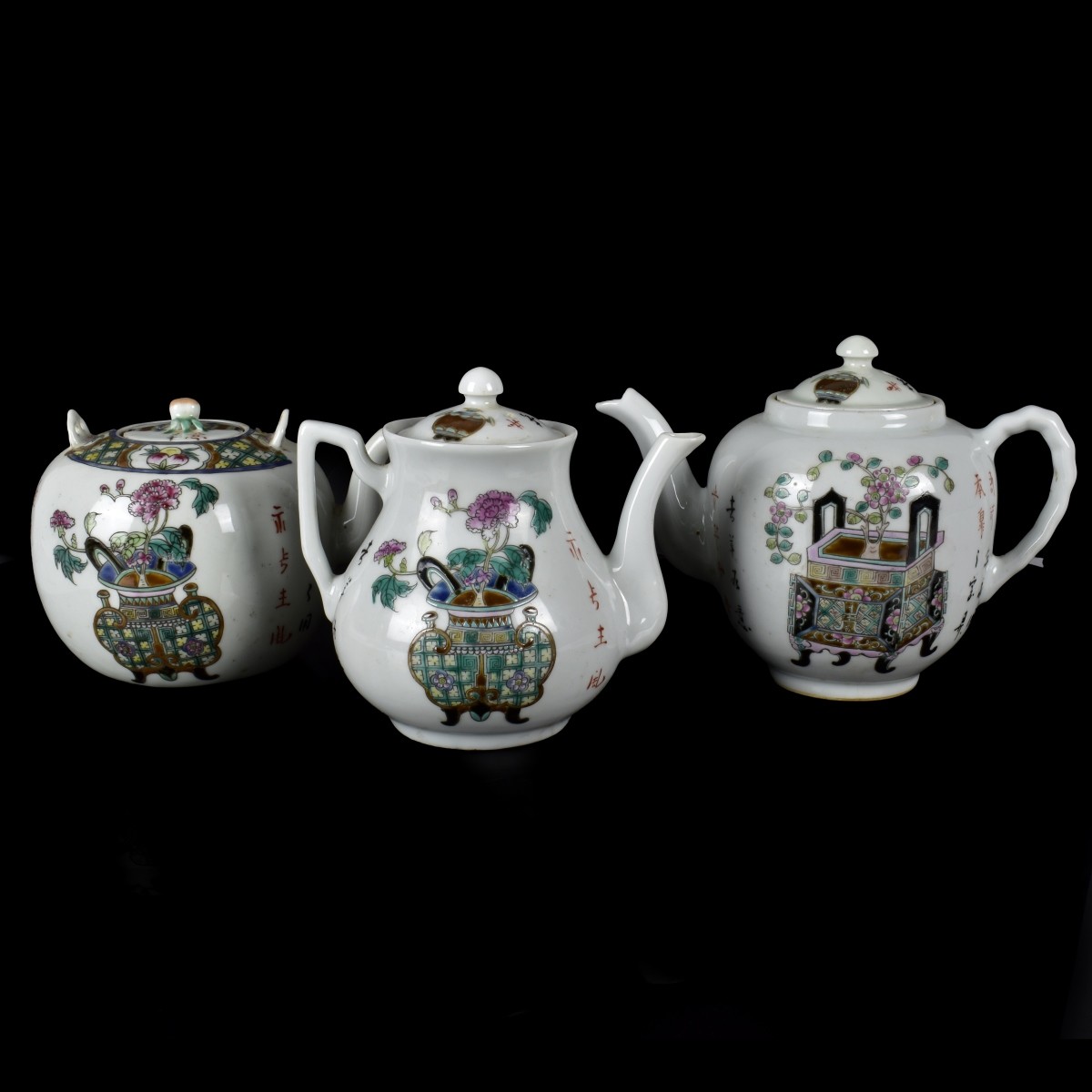 Three Chinese Porcelain Teapots