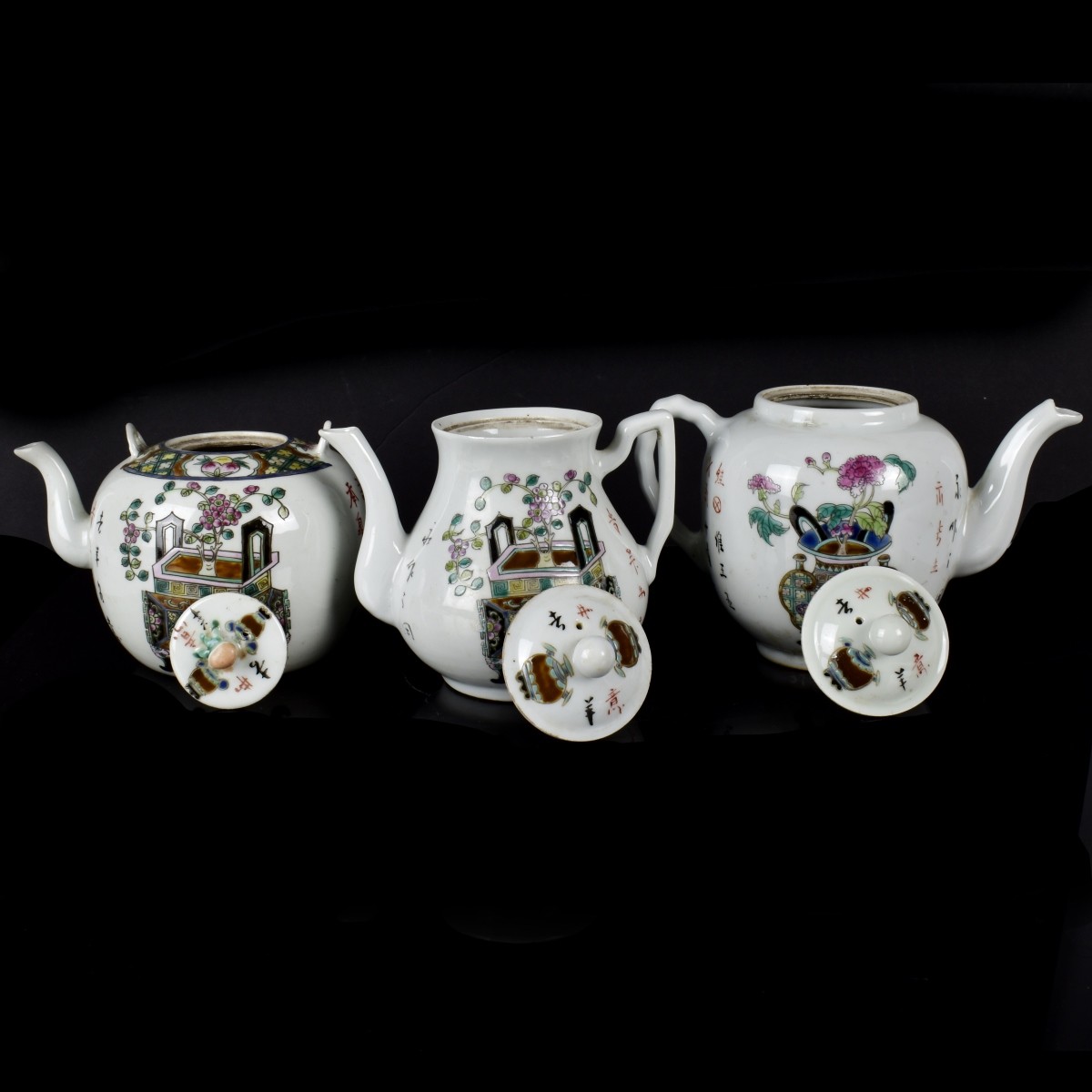 Three Chinese Porcelain Teapots