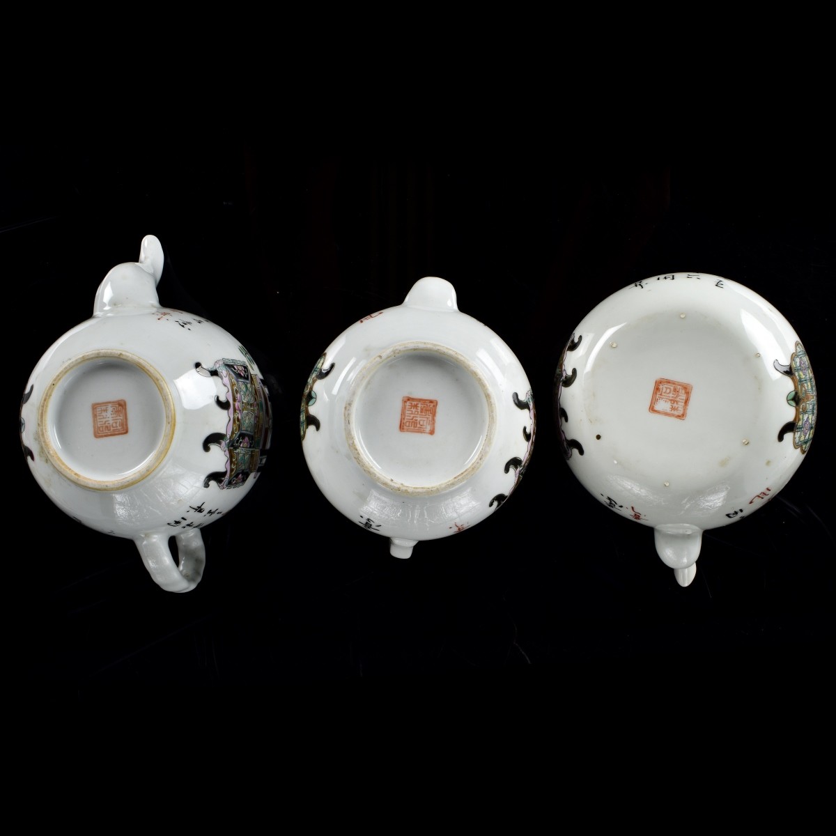 Three Chinese Porcelain Teapots