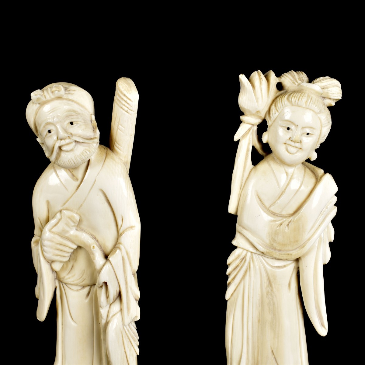 Pair of Chinese Carved Figurines