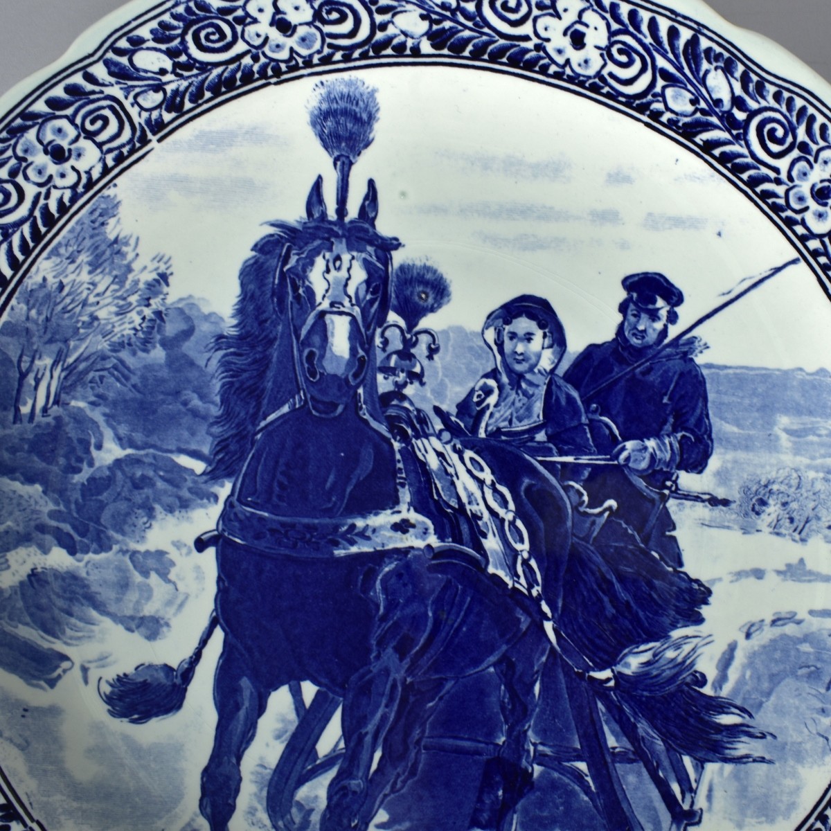 Two Large Delft Blue and White Chargers