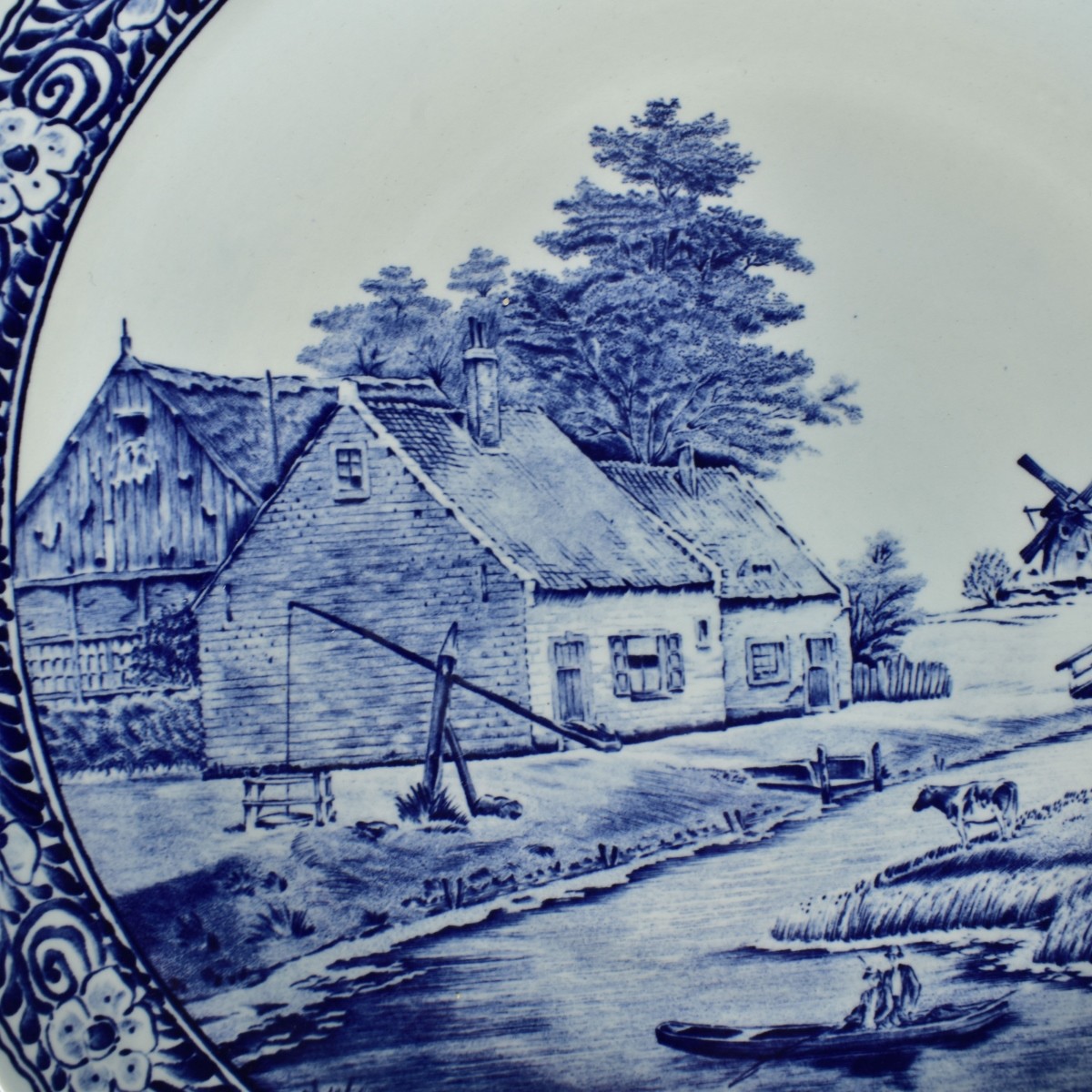 Two Large Delft Blue and White Chargers