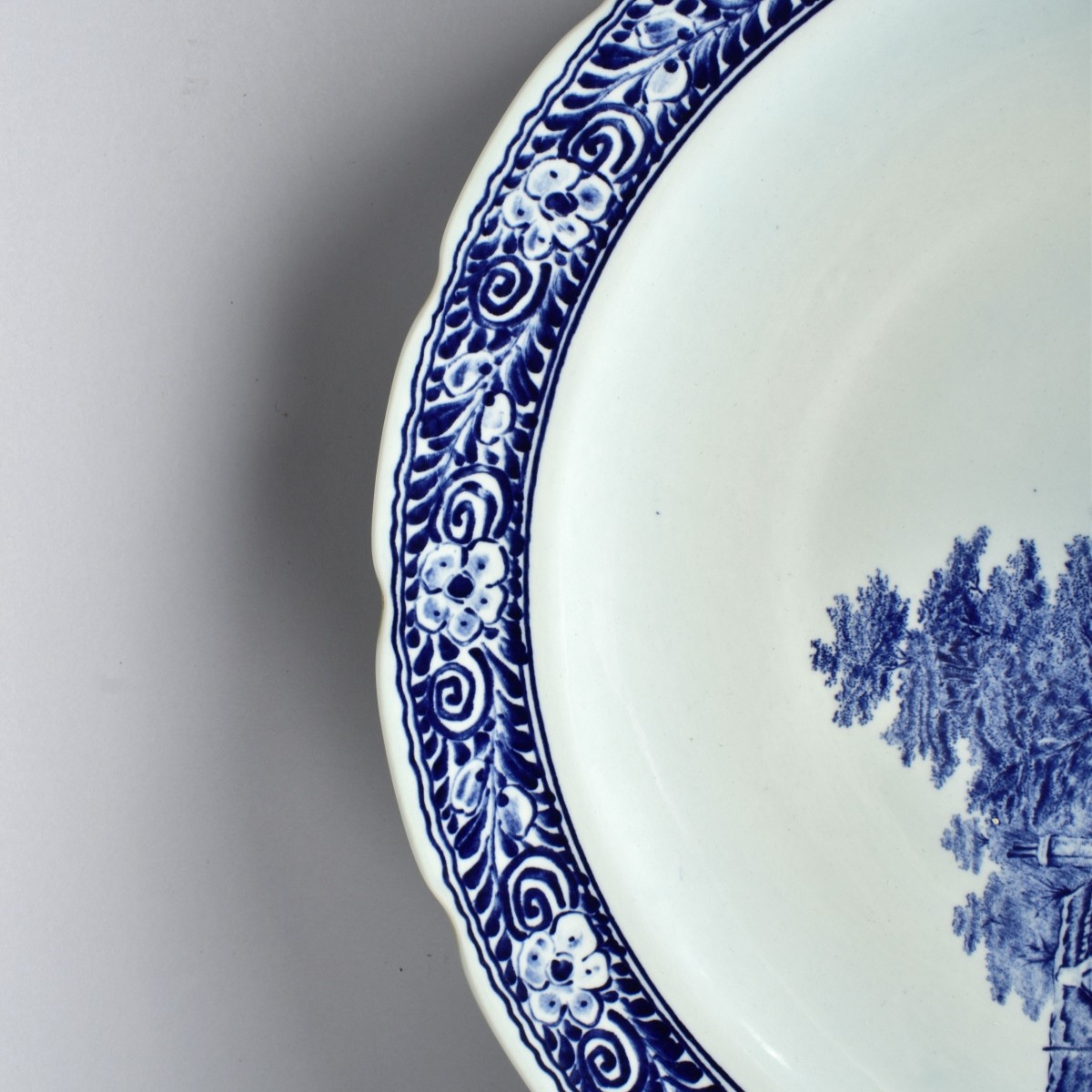 Two Large Delft Blue and White Chargers