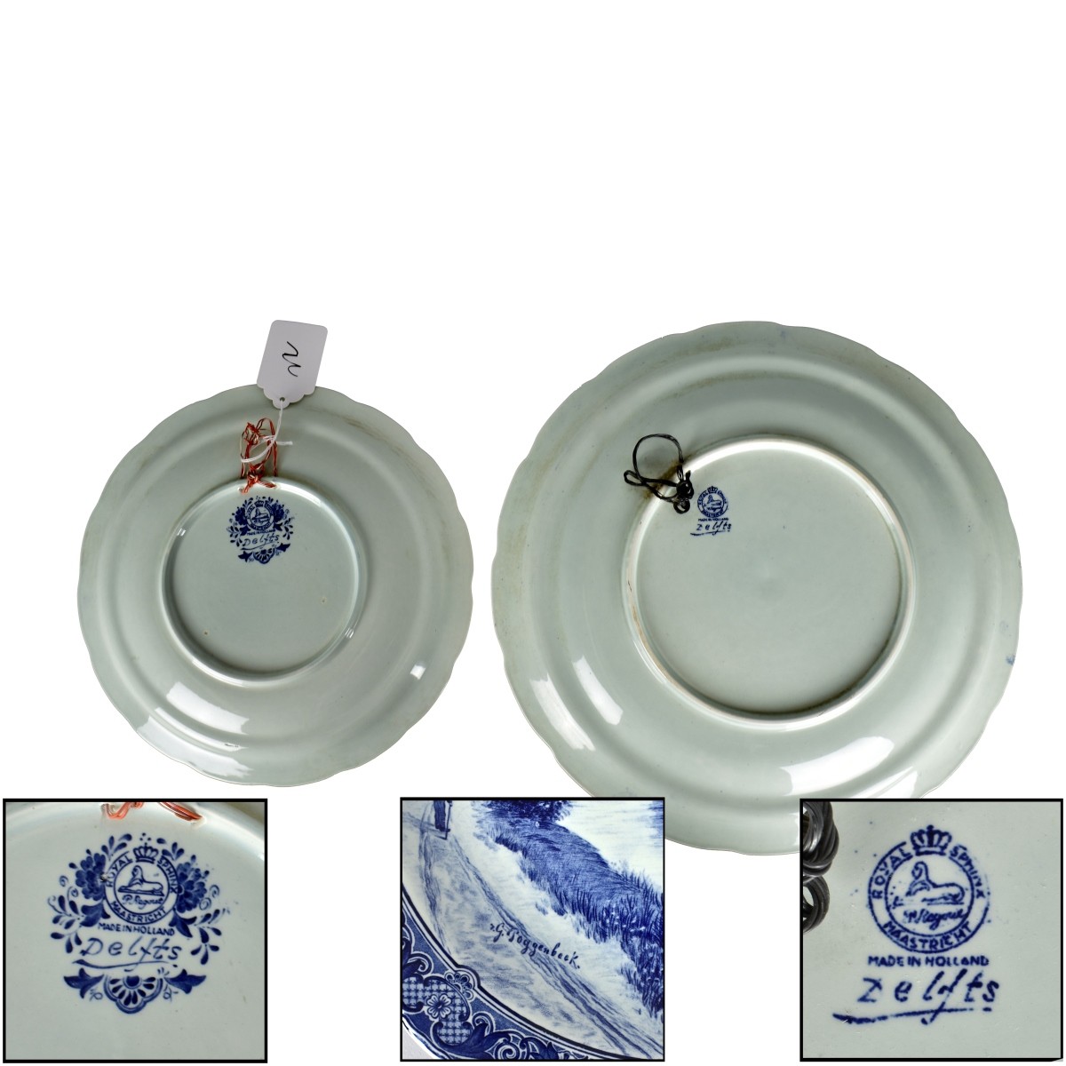 Two Large Delft Blue and White Chargers