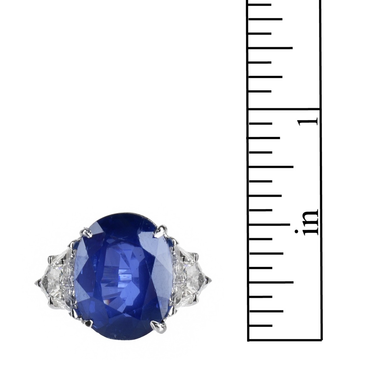 Sapphire, Diamond and Platinum Ring