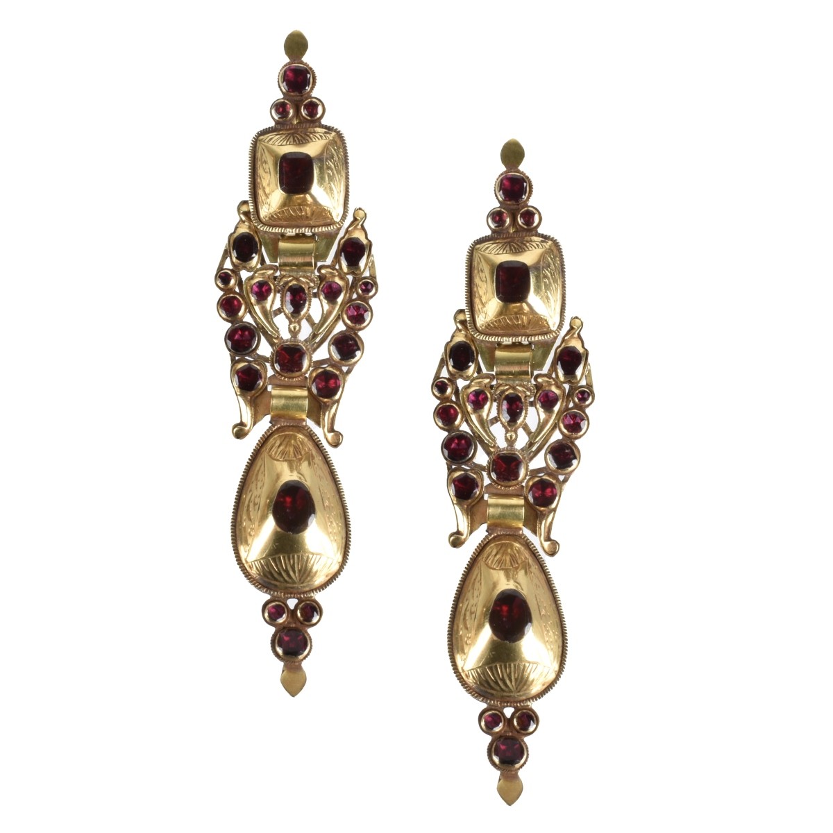 Garnet and 14K Earrings