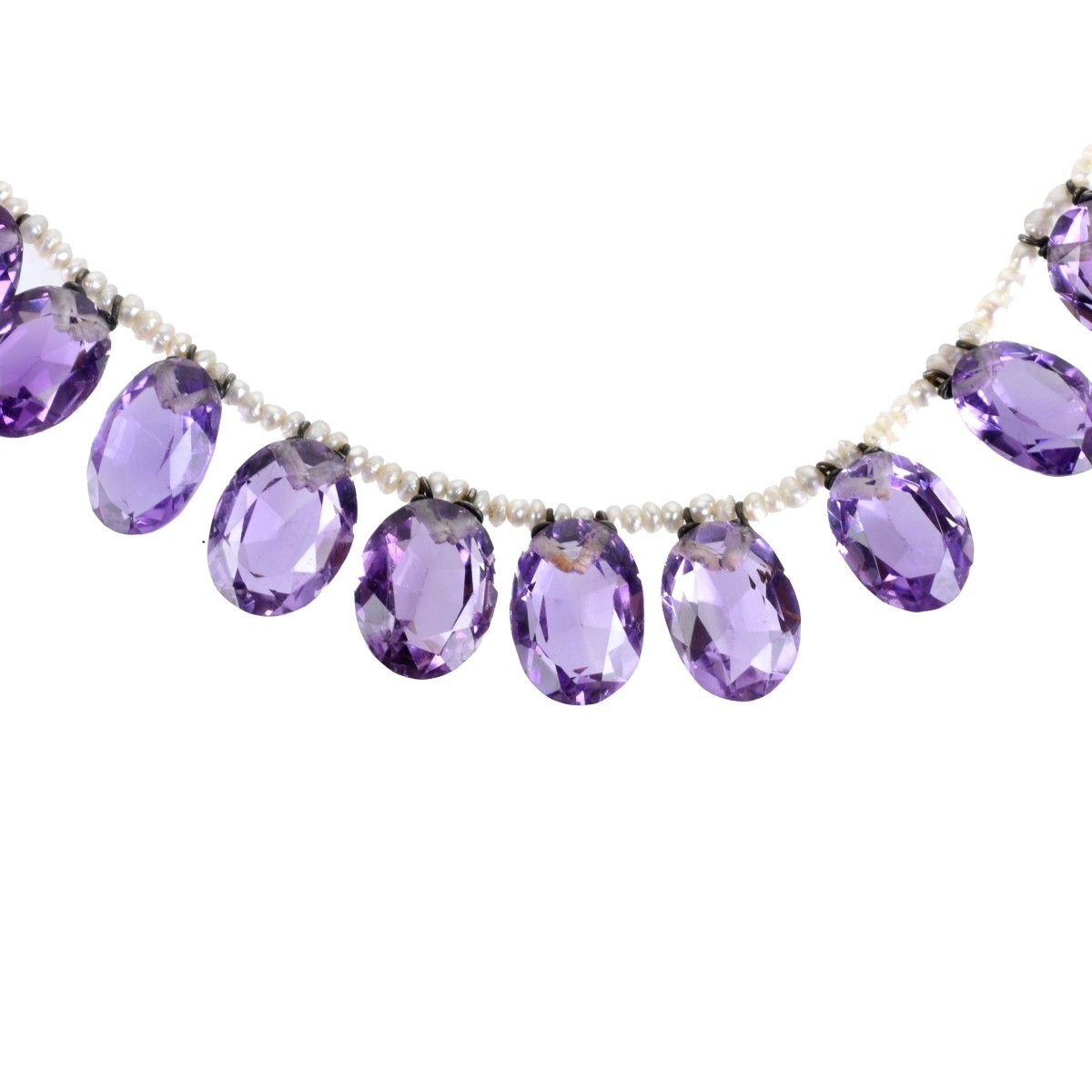 Amethyst, Seed Pearl and 15K Necklace