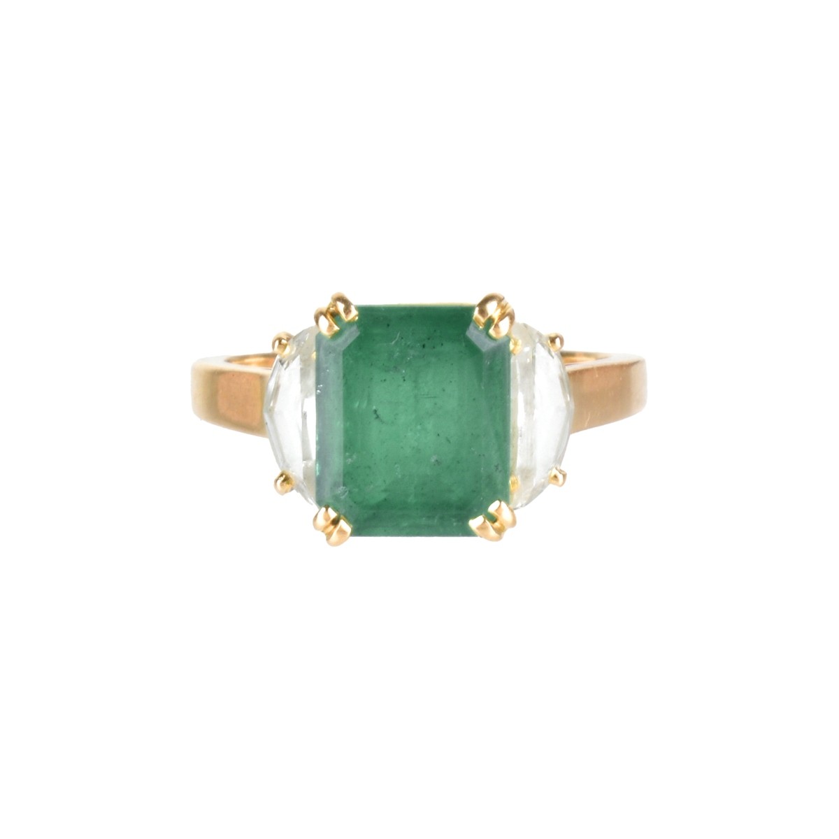 Emerald, Diamond and 14K Ring