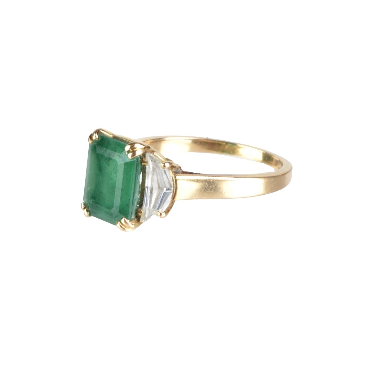 Emerald, Diamond and 14K Ring