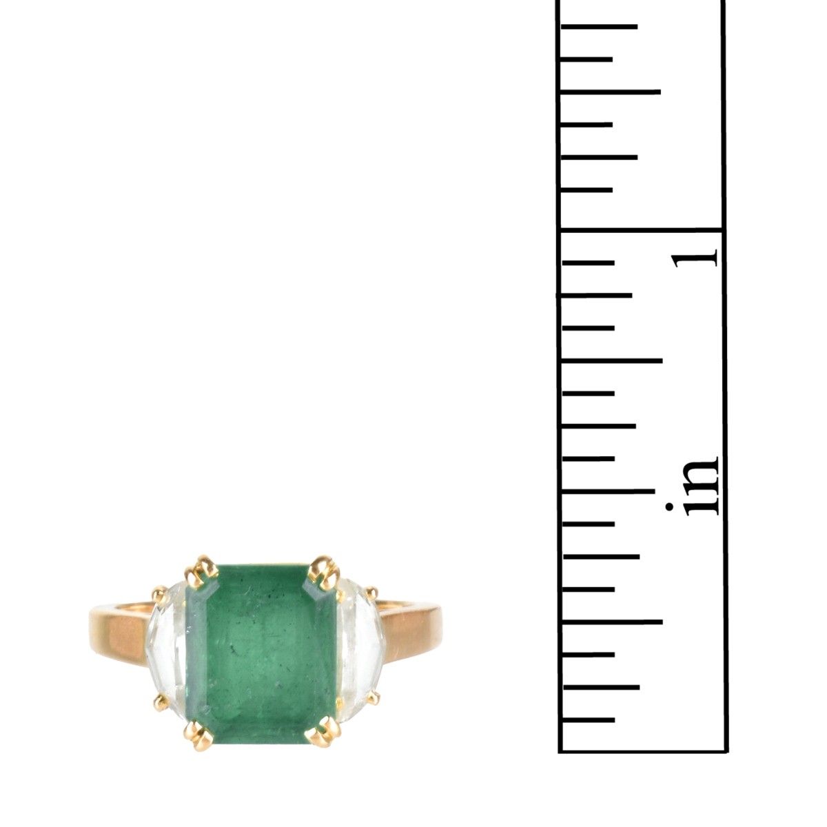 Emerald, Diamond and 14K Ring