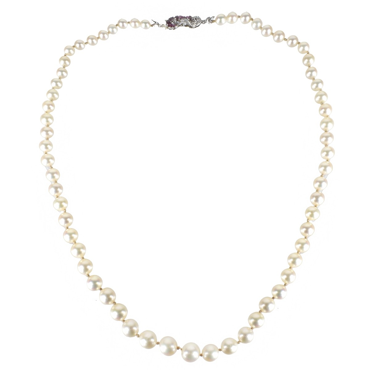 Pearl, Ruby, Diamond and 18K Necklace