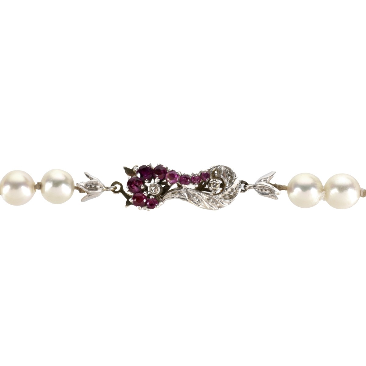 Pearl, Ruby, Diamond and 18K Necklace