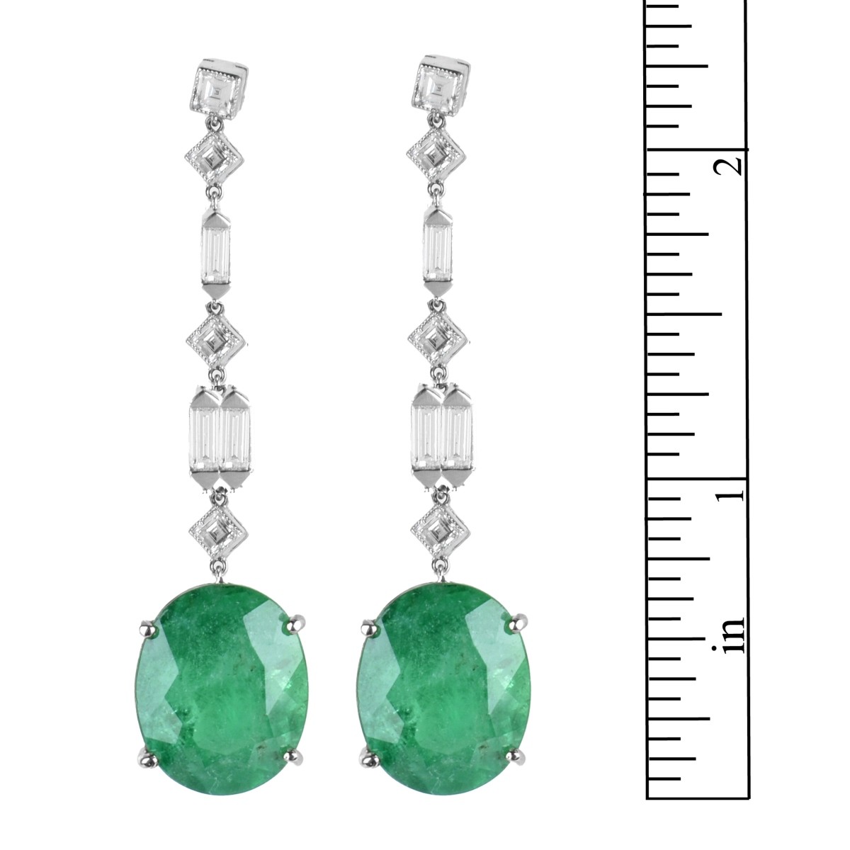 Emerald, Diamond and Platinum Earrings