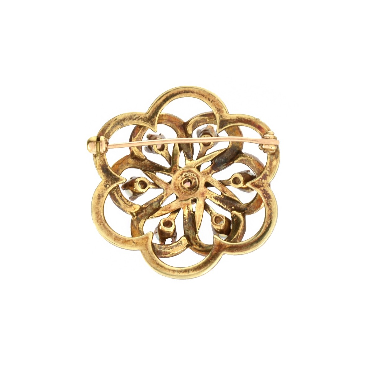 Opal, Enamel and 14K Brooch