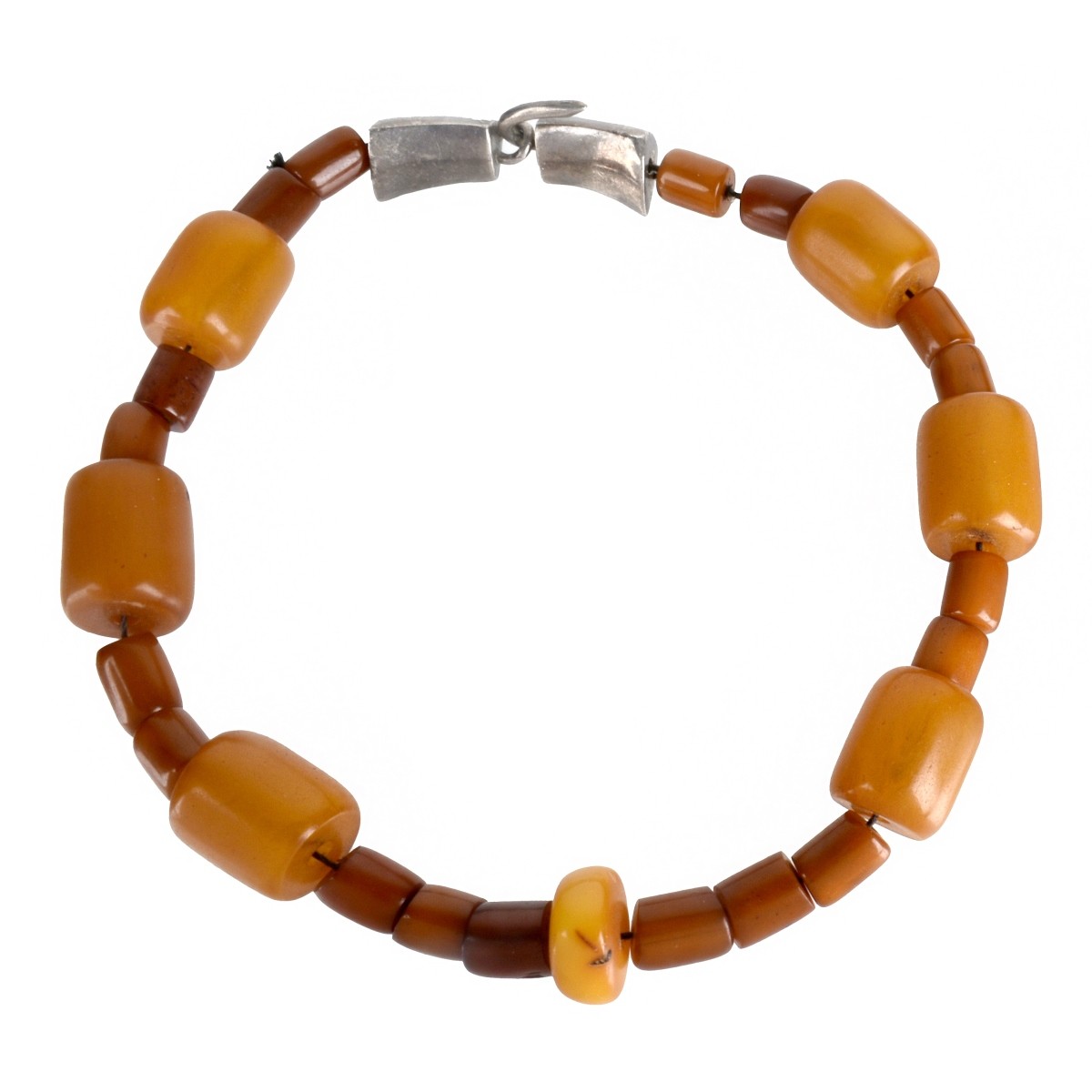 Amber Bead and Silver Necklace