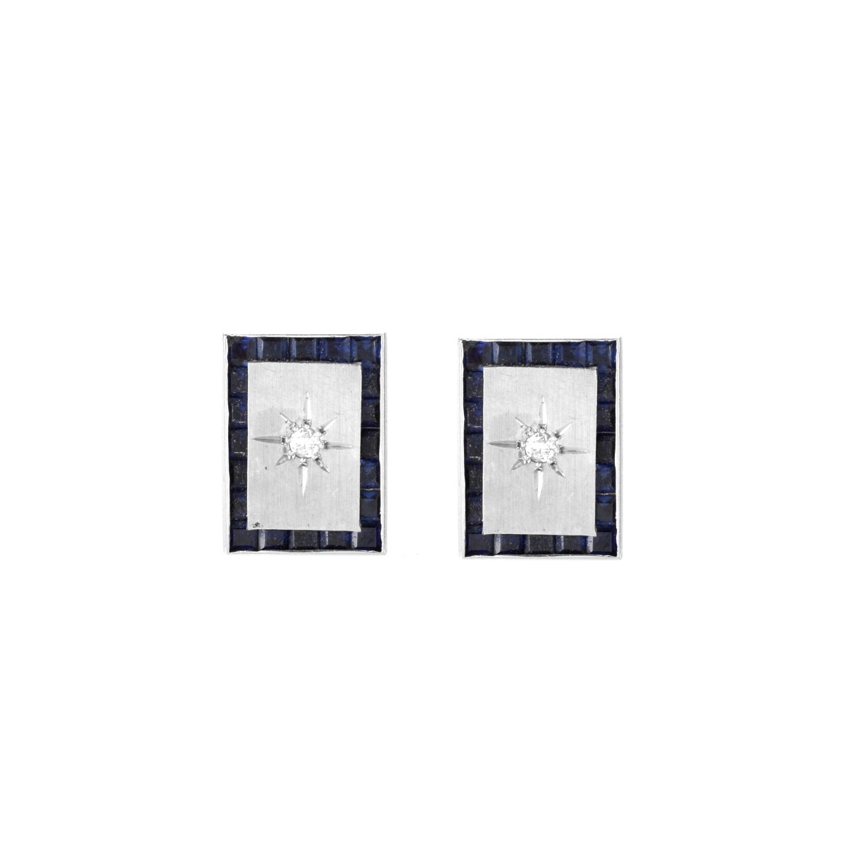 Sapphire, Diamond and 14K Earrings