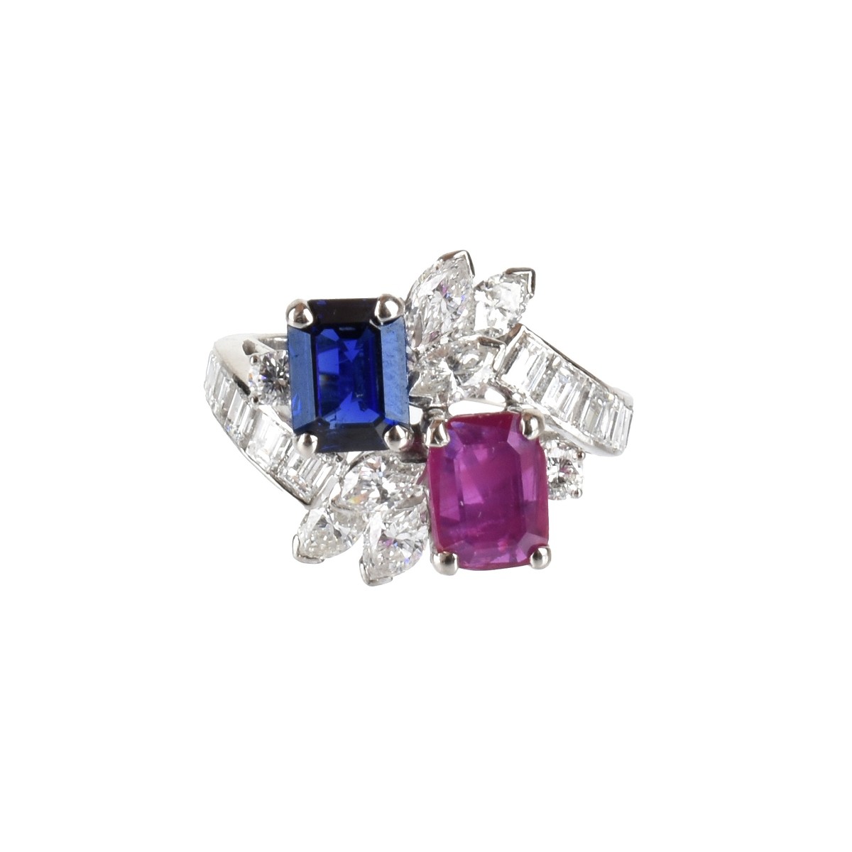 Diamond, Ruby, Sapphire and 14K Ring