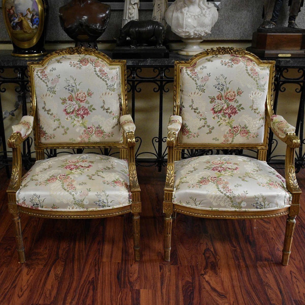 Pair of Louis XVI Style Arm Chairs