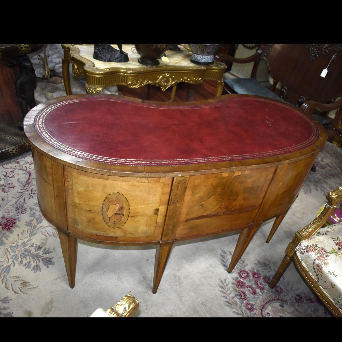 Antique Victorian Kidney Shaped Desk