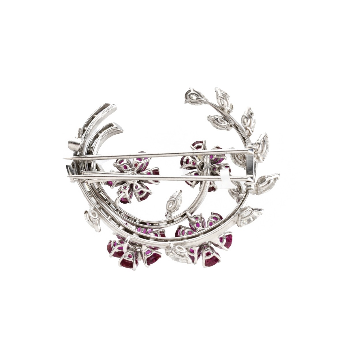 Diamond, Burma Ruby and Platinum Brooch