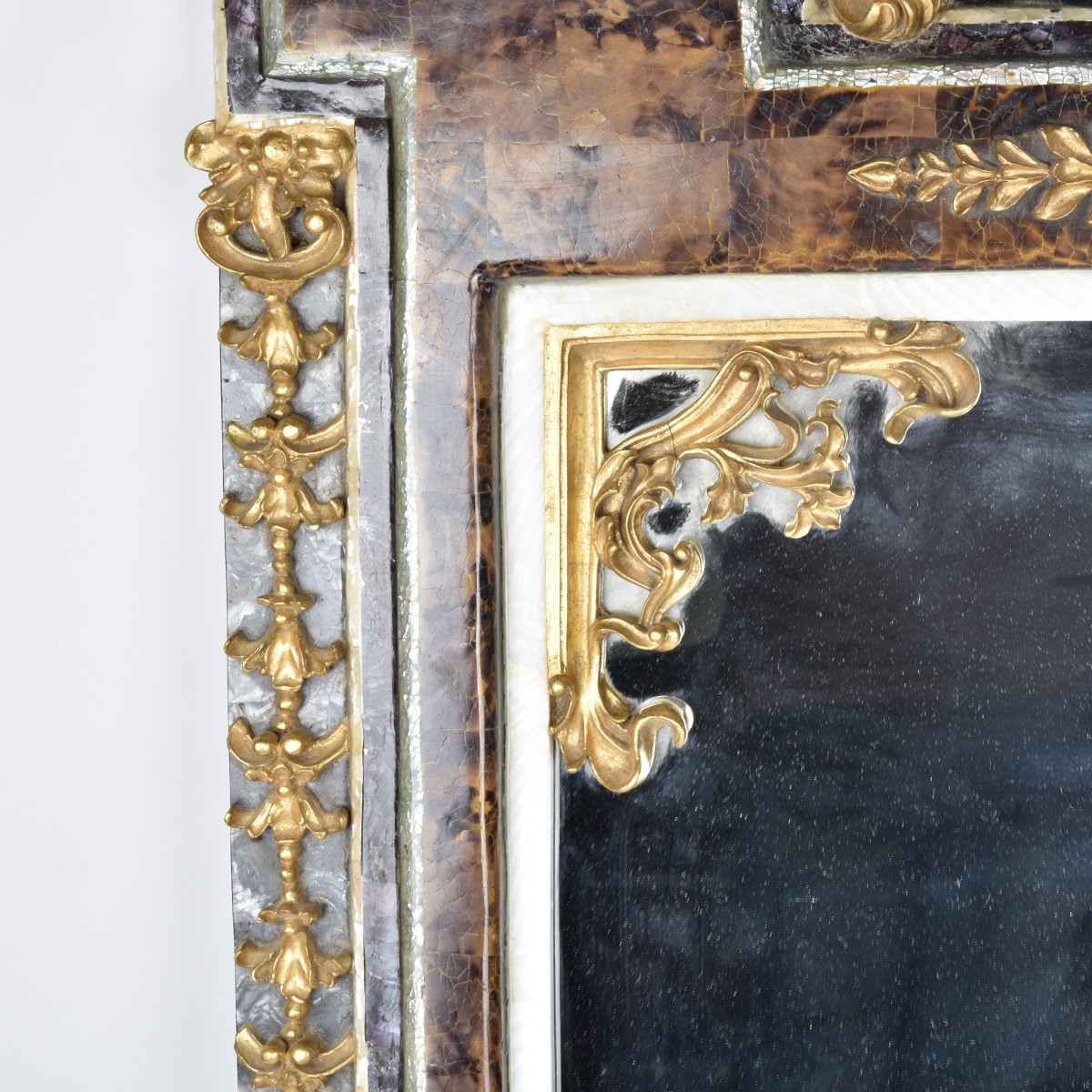 Lg MOP Empire Style Gilt Carved Mirror