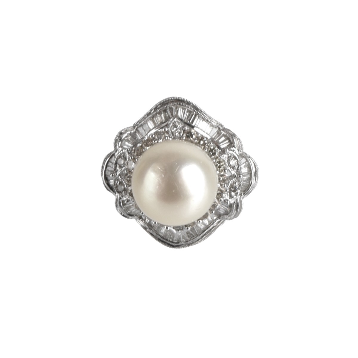 Pearl, Diamond and 18K Ring