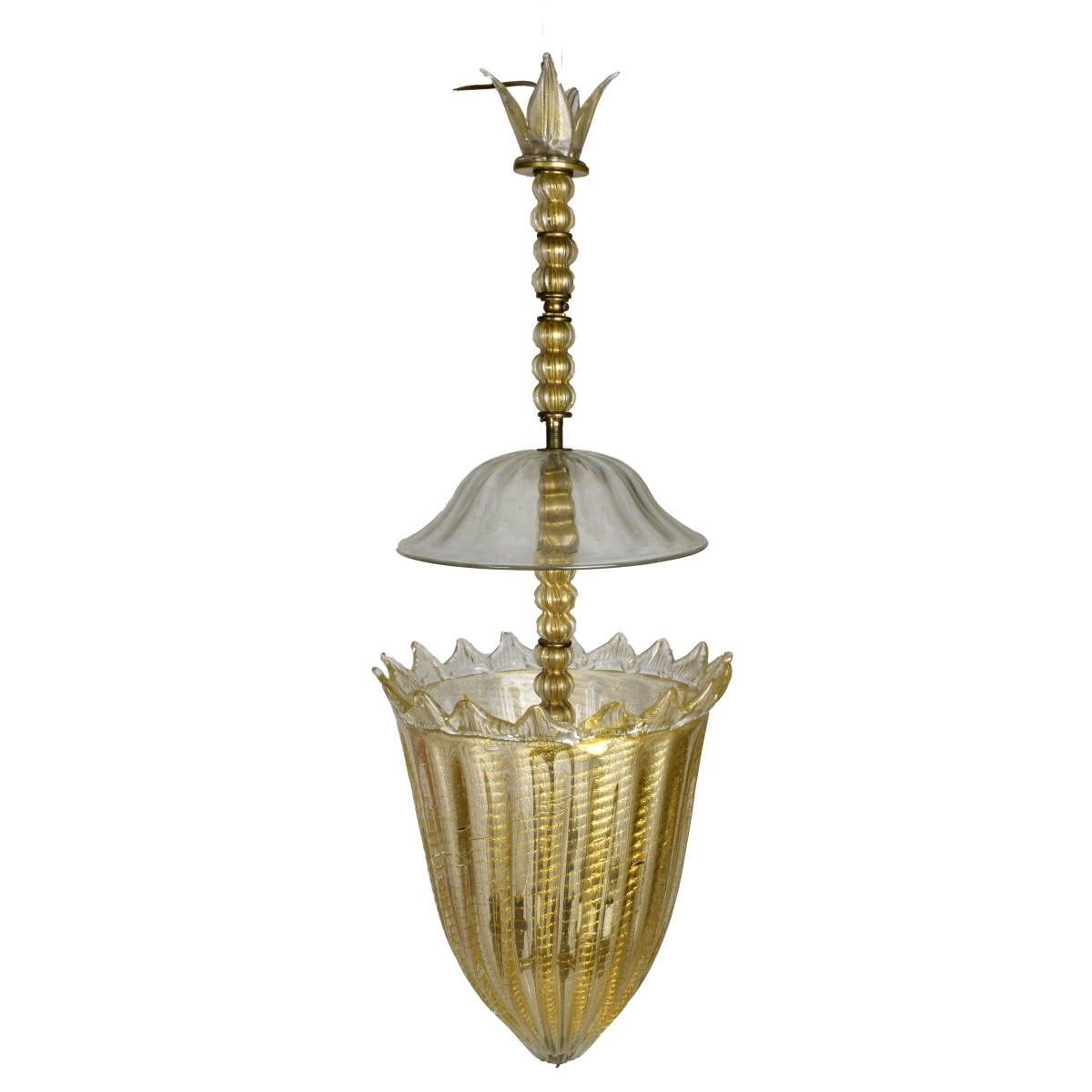 Murano Art Glass Gold to Clear Chandelier