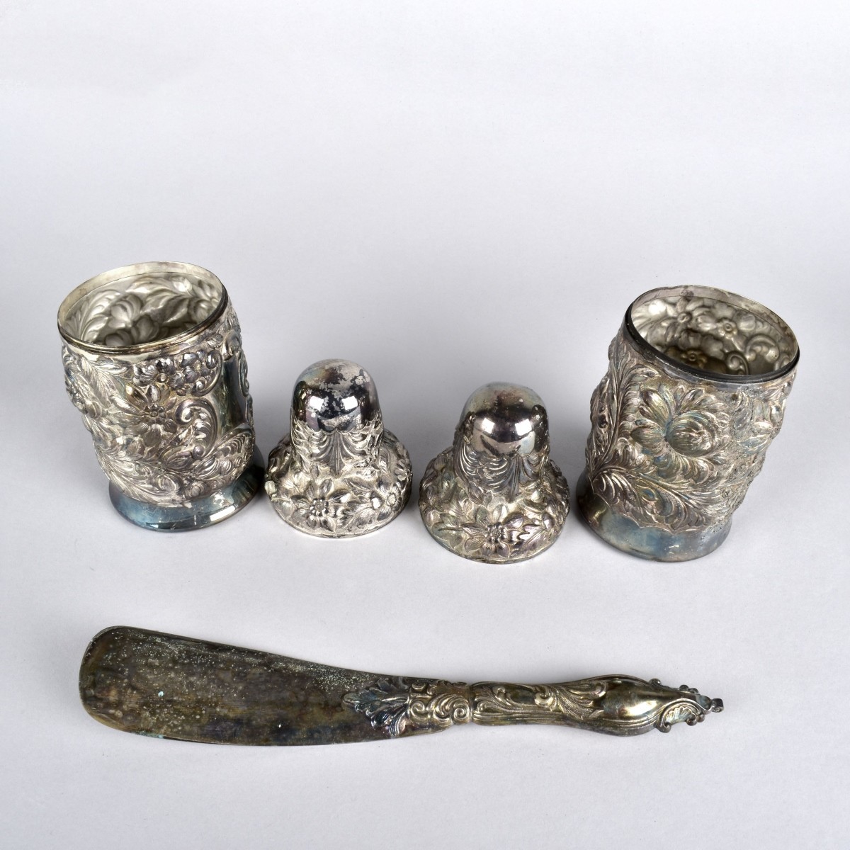 Seven Silver Plate Vanity Items