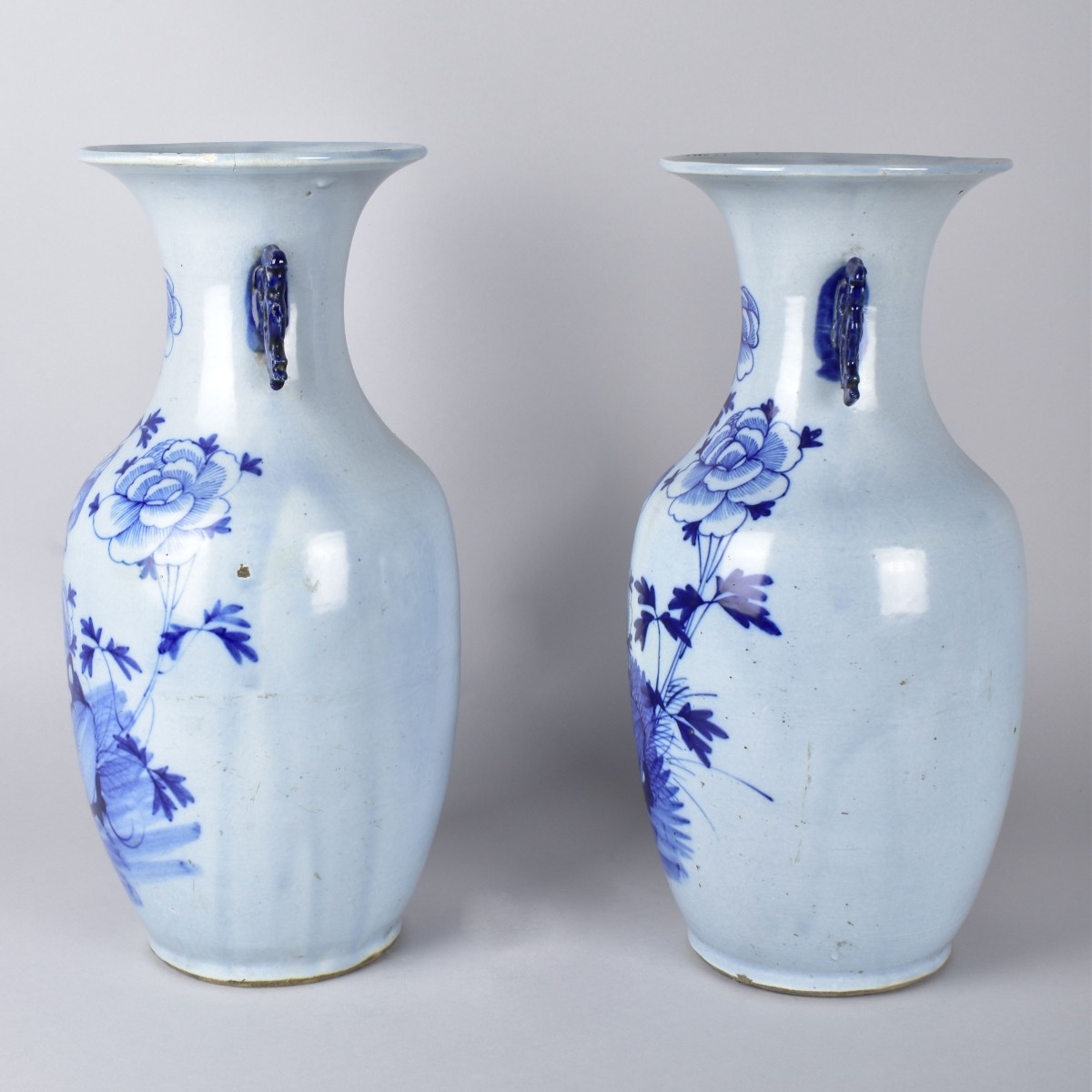 Pair Chinese Blue and White Vases