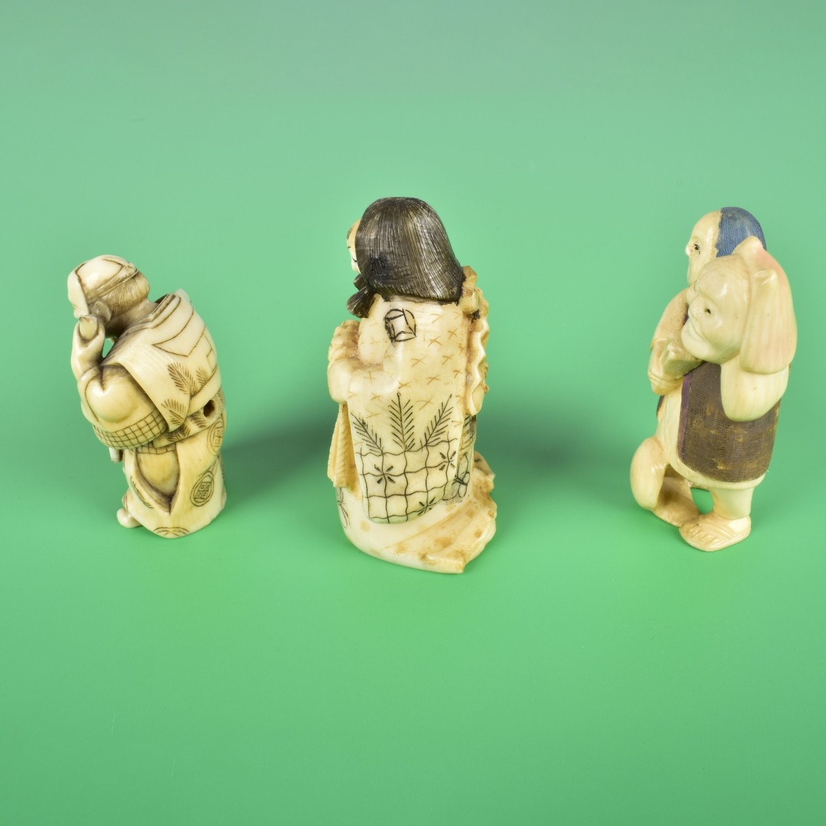 Three Antique Japanese Netsuke Figurines