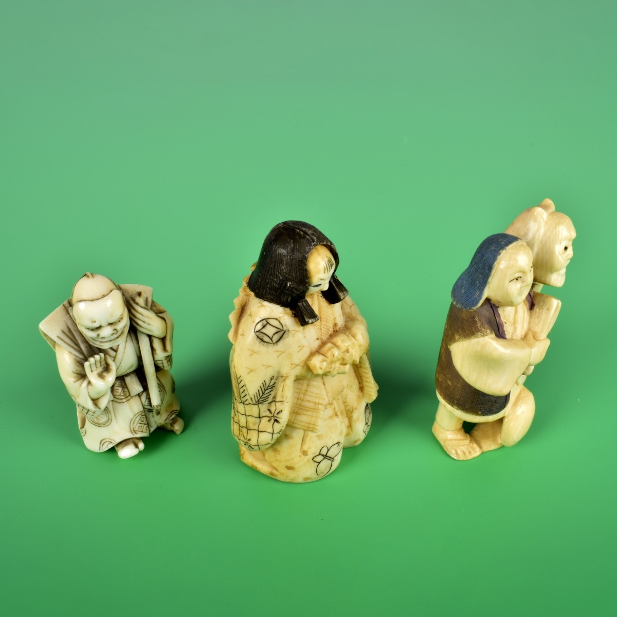 Three Antique Japanese Netsuke Figurines