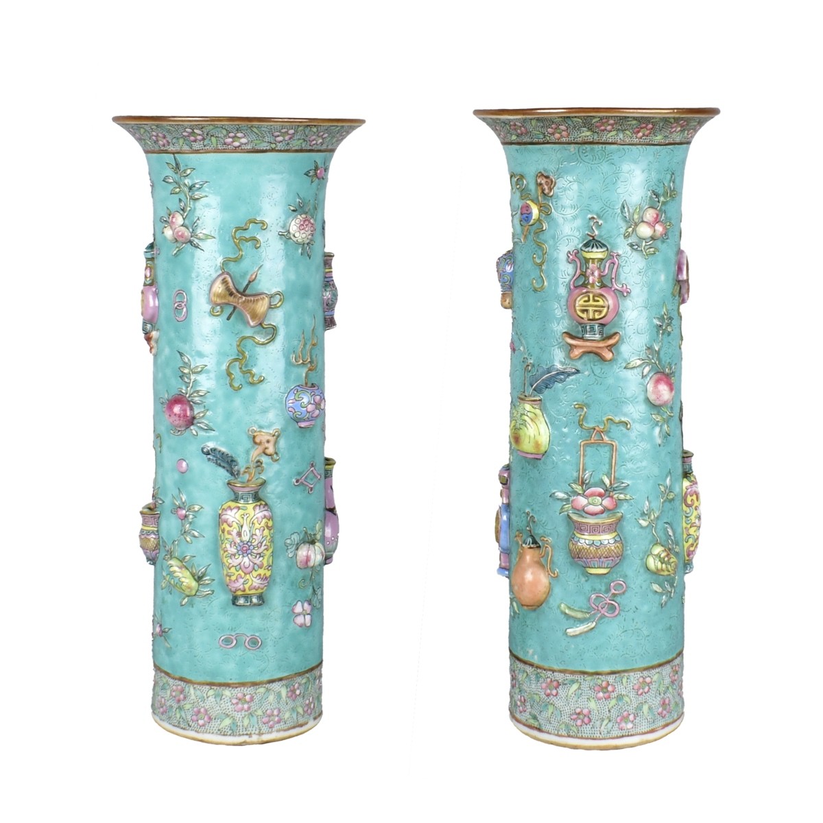 Pr Famille Rose Chinese Vases