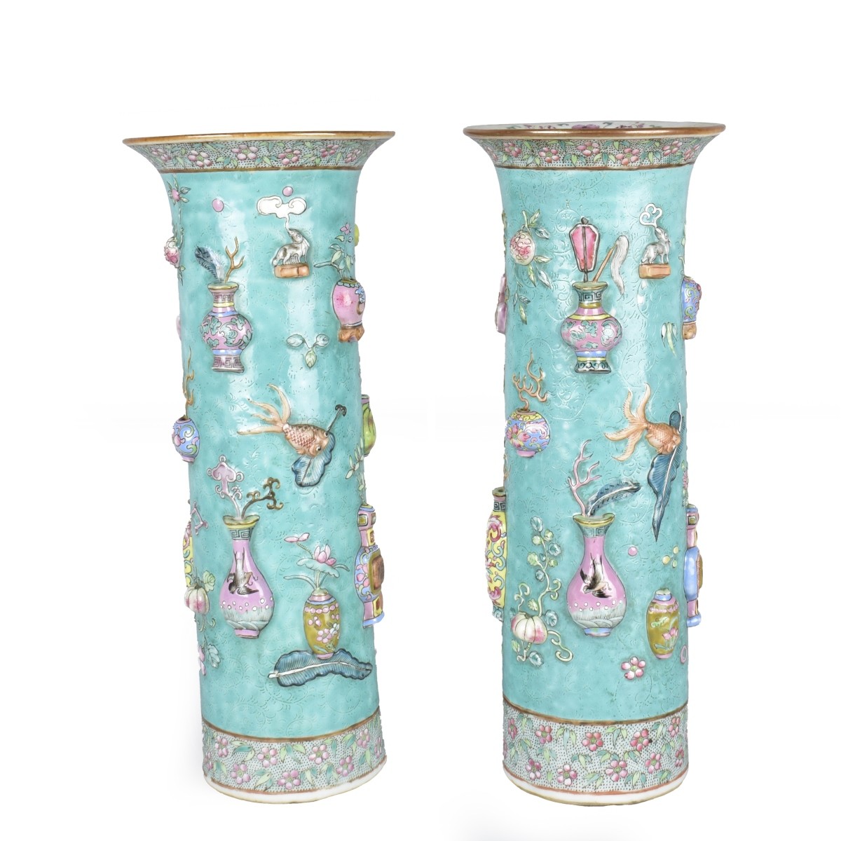 Pr Famille Rose Chinese Vases