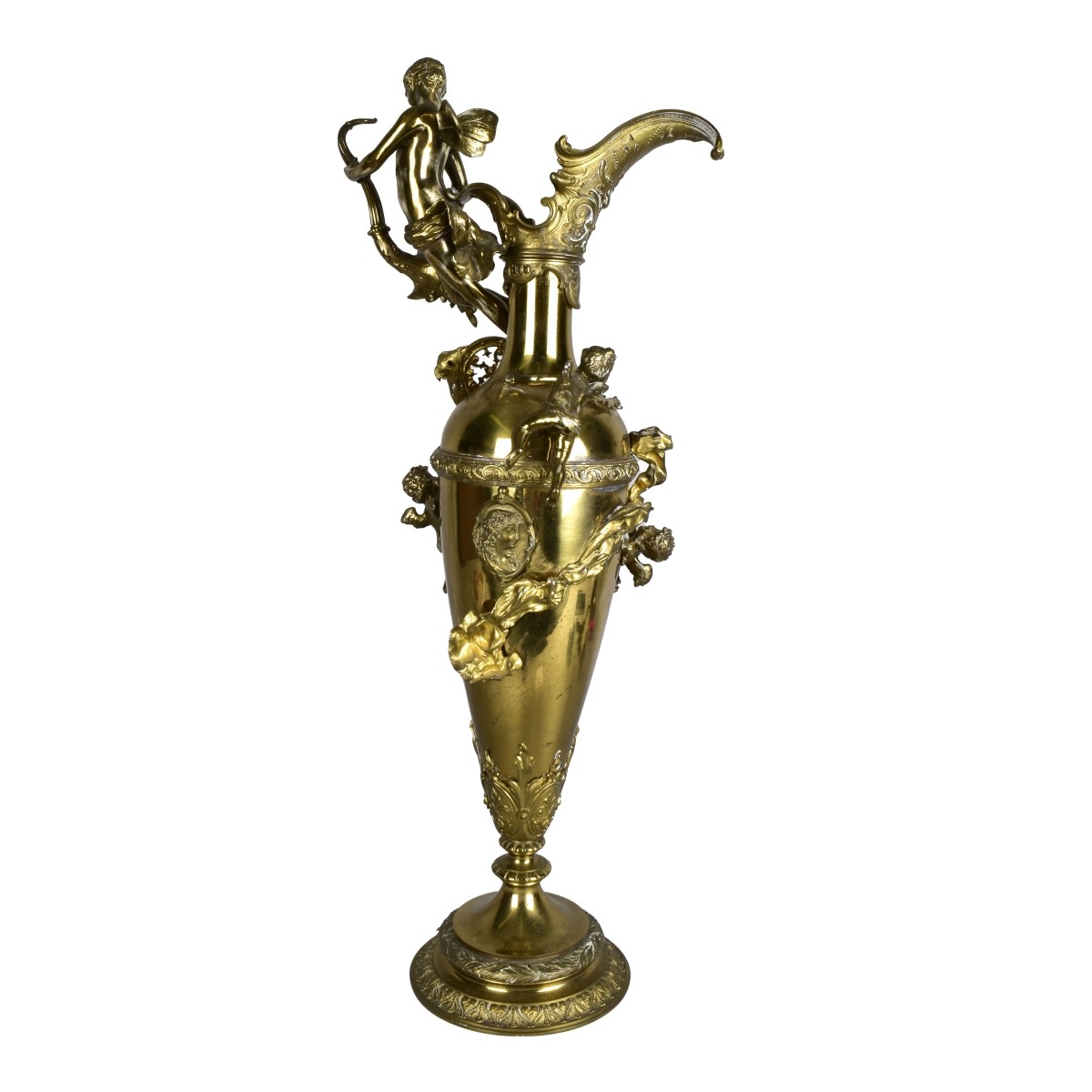 Large Brass Victorian Figural Ewer