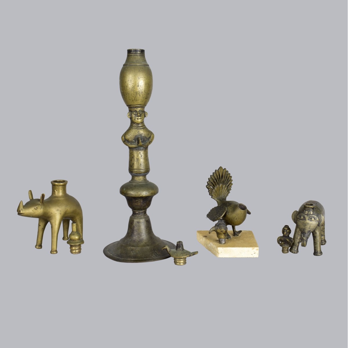 Four Brass Incense Burners