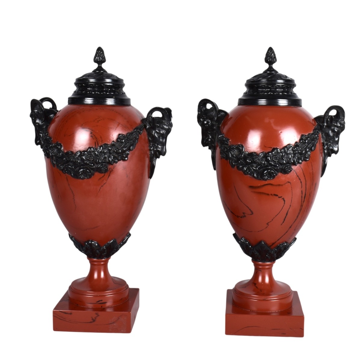 Pair of Empire Style Faux Marble Urns