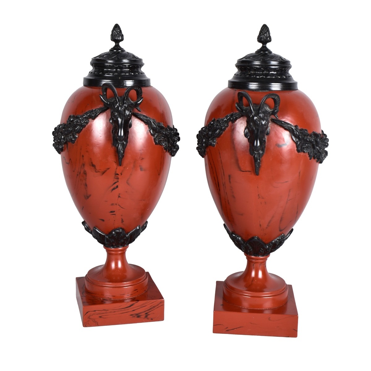 Pair of Empire Style Faux Marble Urns