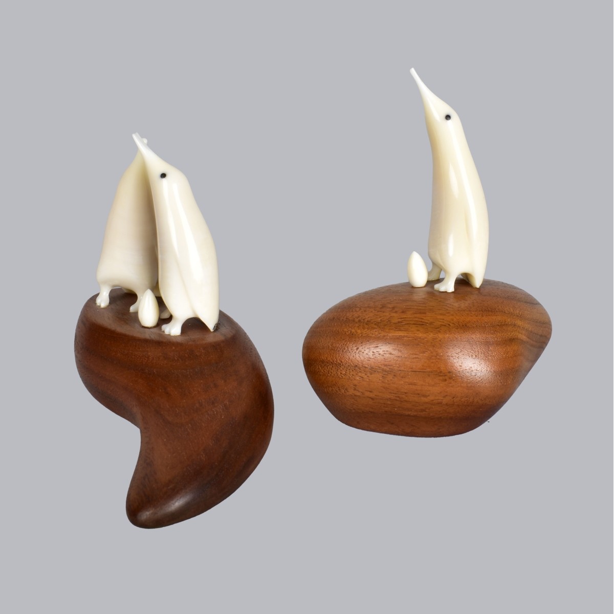 Two Eskimo Inuit Carved Penguins