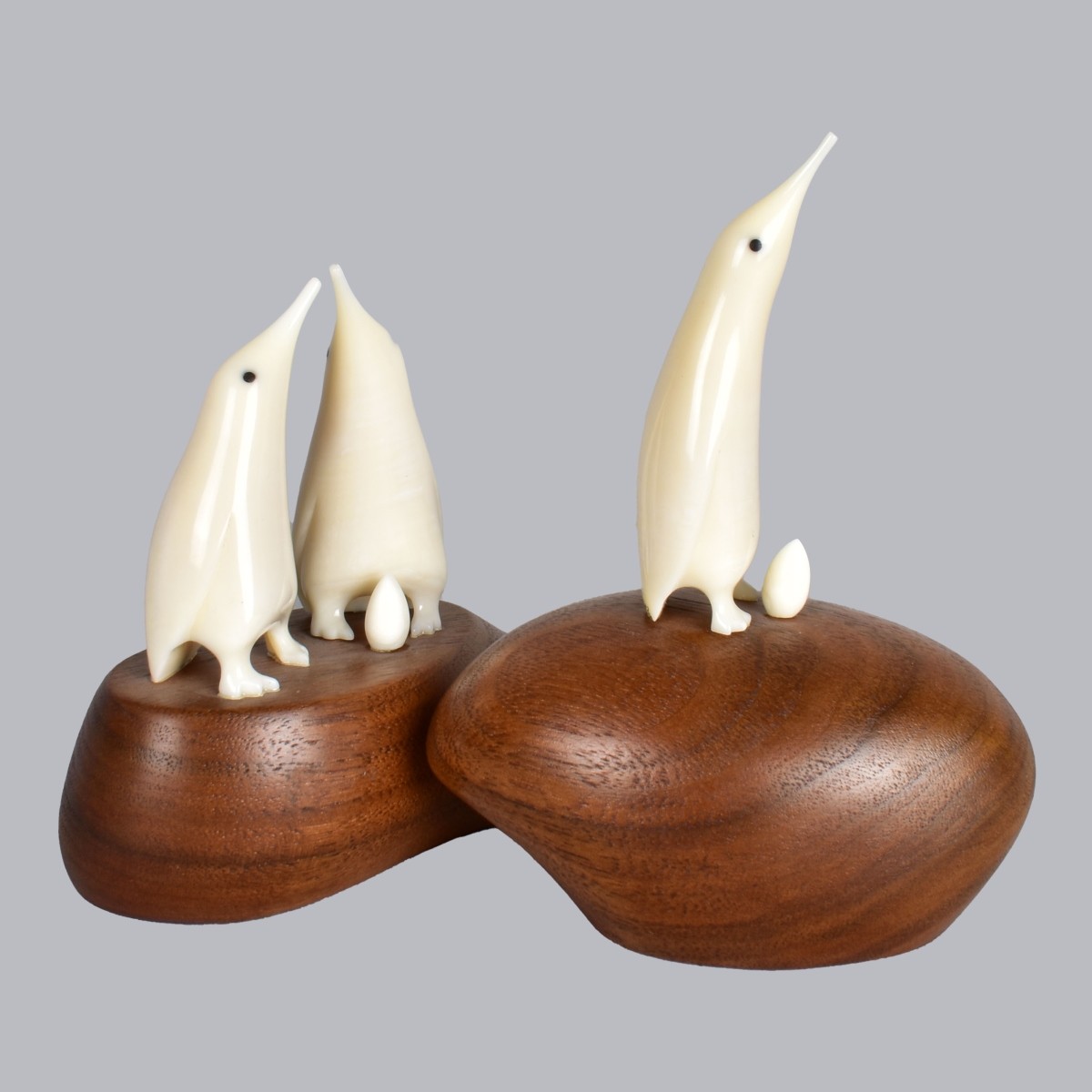 Two Eskimo Inuit Carved Penguins