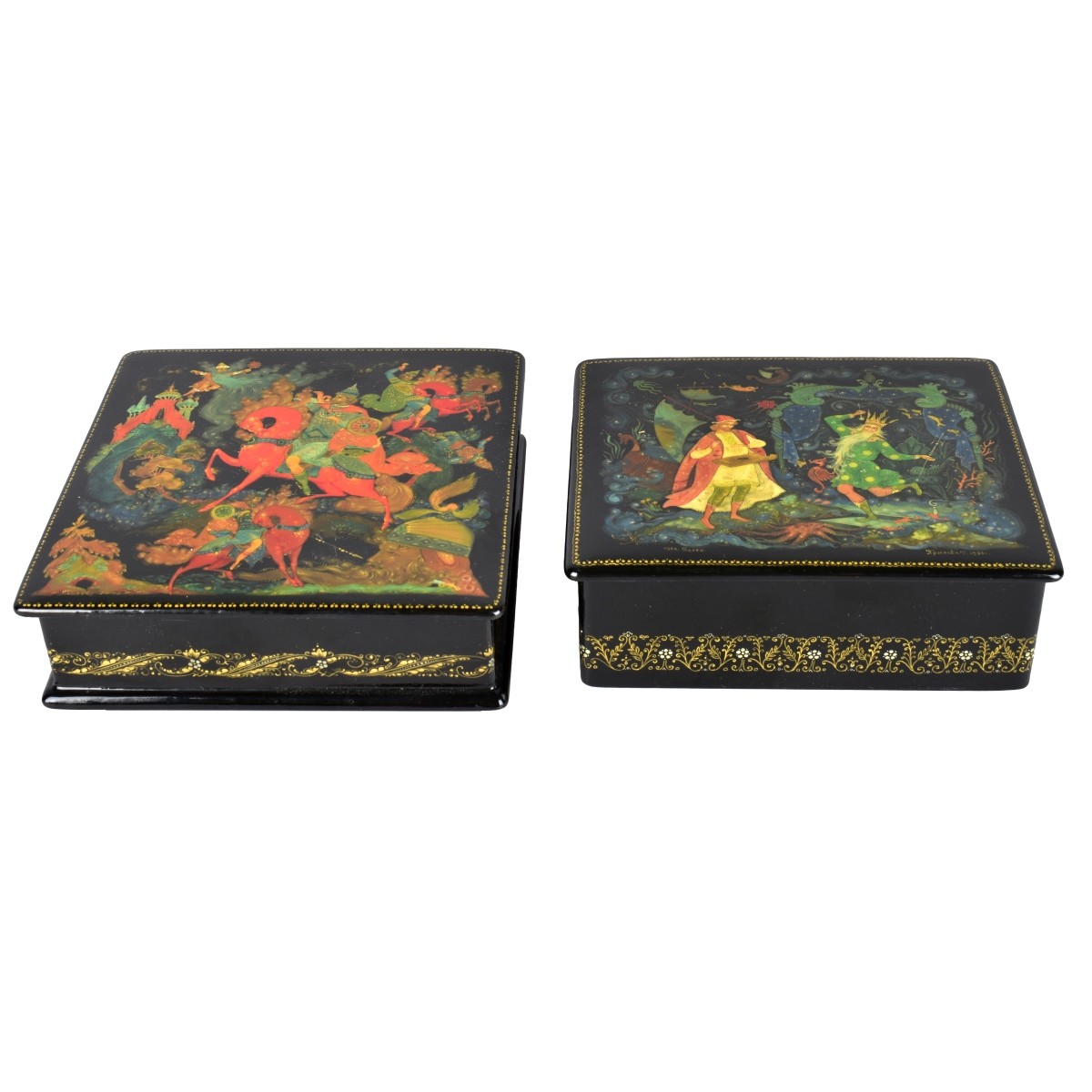 Two Vintage Russian Lacquer Boxes