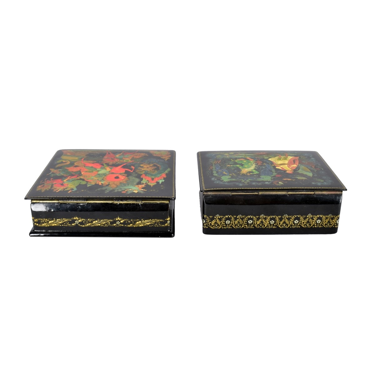 Two Vintage Russian Lacquer Boxes