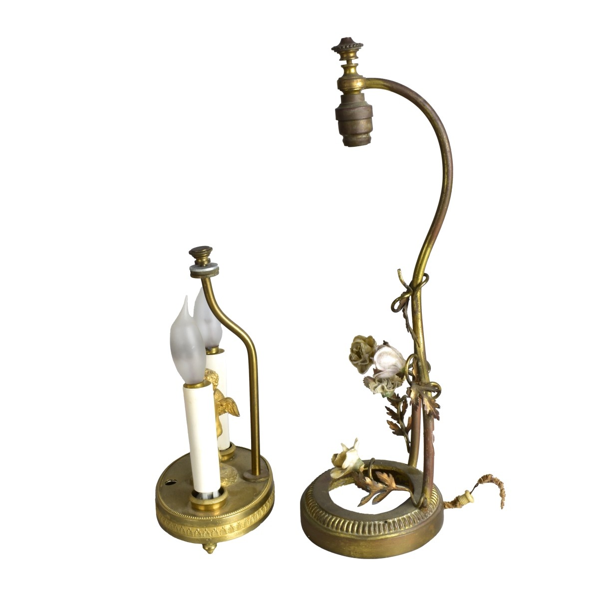 Two Bronze Vanity Lamps