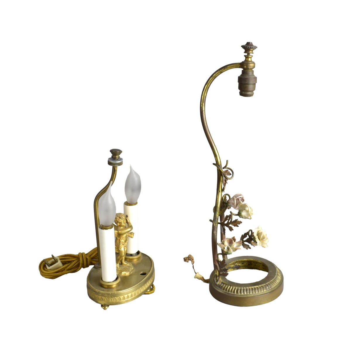 Two Bronze Vanity Lamps