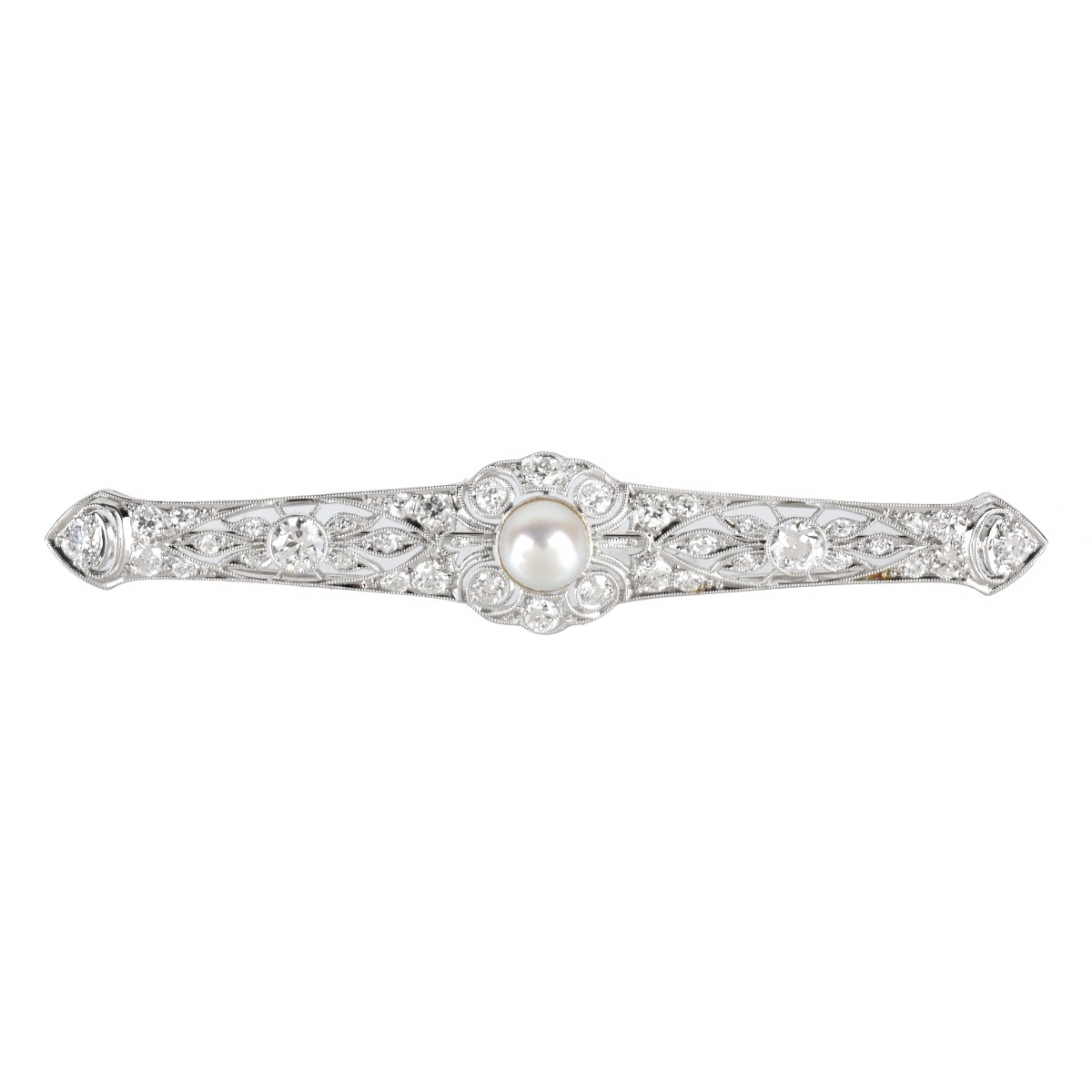 Diamond, Pearl and Platinum Brooch