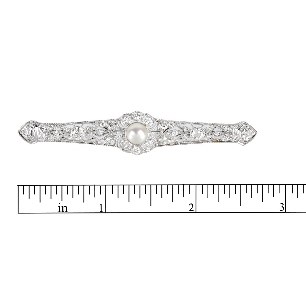 Diamond, Pearl and Platinum Brooch