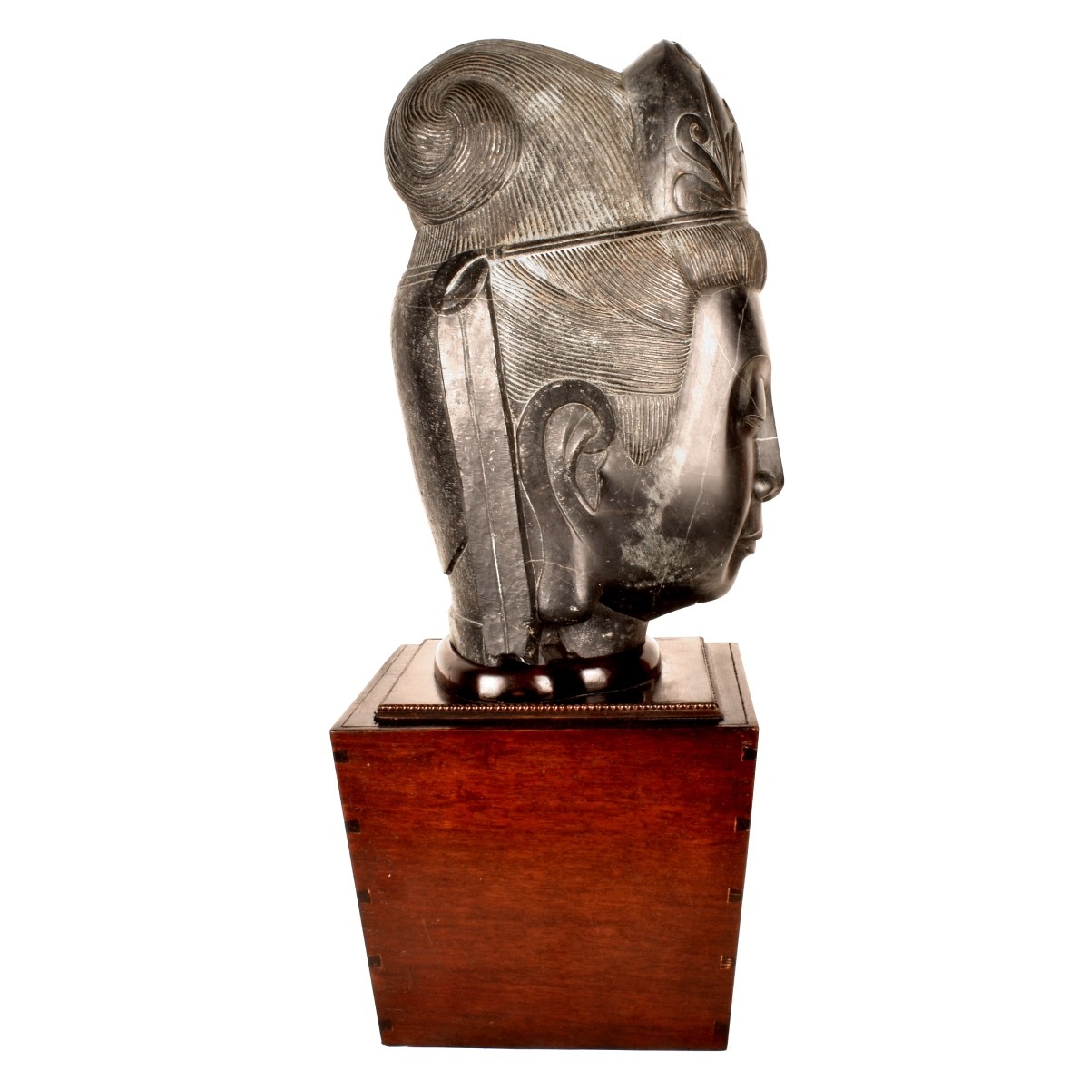 Chinese Carved Stone Bust Guanyin